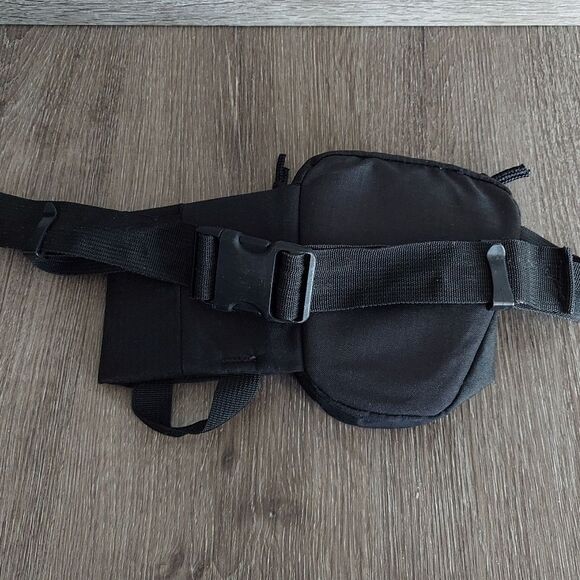 VTG 90s JanSport US Made Black Retro Hike Bottle Holder Zip Fanny Pack Waist Bag - Picture 3 of 5